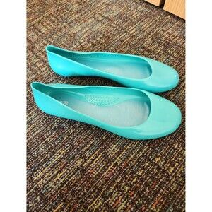 OkaB Teal Blue Green "Taylor" Jelly Flats Size 10